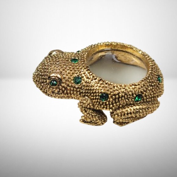 Stunning Super Rare Paris Frog Magnifying Glass Paperweight - Swarovski Crystal - Picture 4 of 9